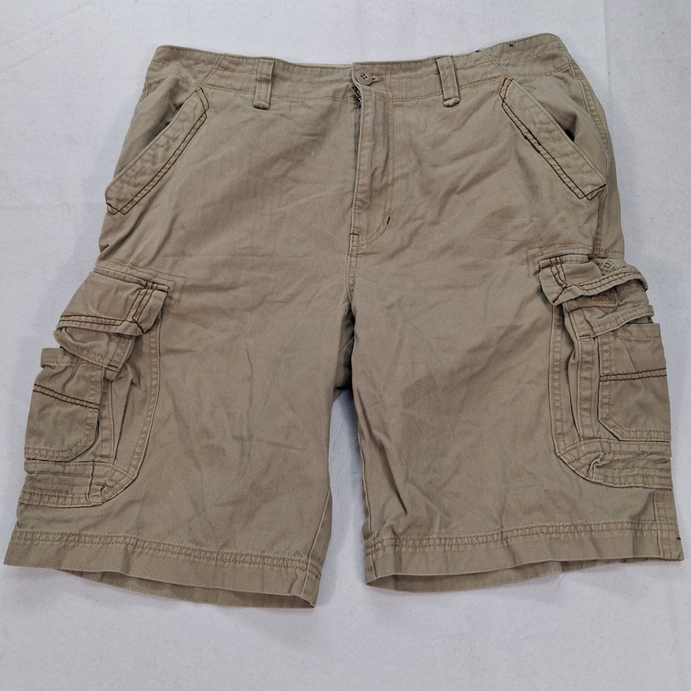 Unionbay Cargo Shorts Mens 36 Khaki Tan Cotton Multi Pocket EUC